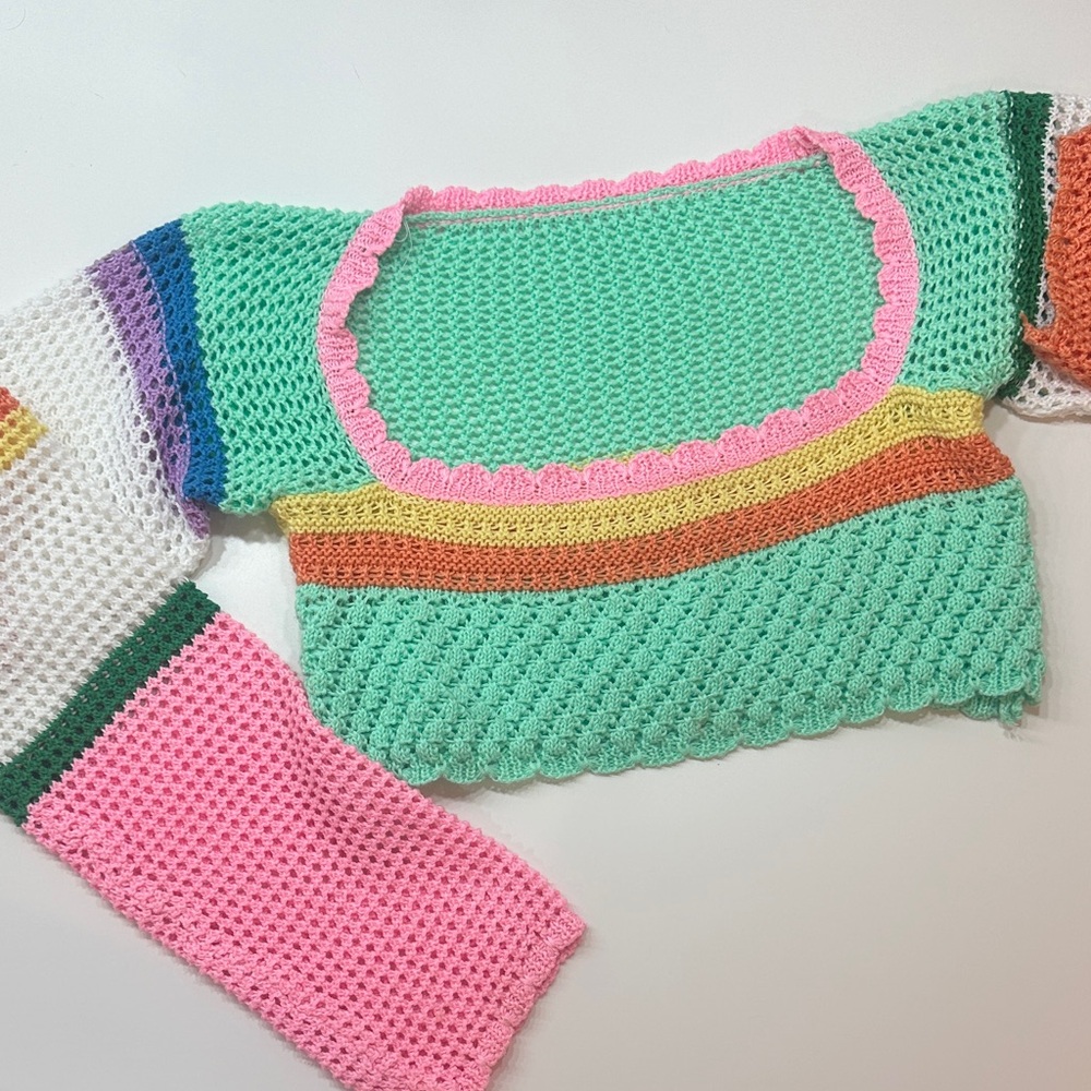 Colorful Crochet Knit Sweater